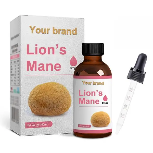 OEM bağışıklık sistemi beyin Boost doğal aslanlar yele sıvı mantar özü damla Lions Mane mantar damlaları