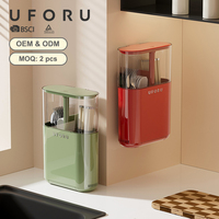 UFORU - Estante de Almacenamiento Retráctil para Montar en la Pared con Contenedores de Plástico Ajustables, Organizador de Cuchillos y Utensilios de Cocina