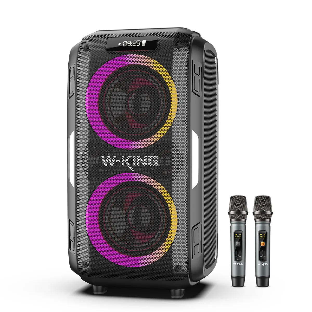 W-KING T9 PRO 120W強力なポータブルBluetoothワイヤレスパーティーボックススピーカー、USB、ギター、ワイヤレスマイクをサポート