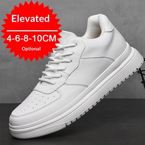 Nuove Scarpe Estive da Uomo con Tomaia in Microfibra, Chiusura con Lacci, Ventilazione, Aumento di Altezza Invisibile di 10cm, Stile Casual Coreano Bianco - Product Image 2
