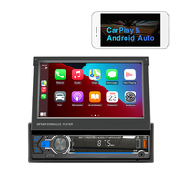 Unidad Principal Bluetooth Universal con Carga Rápida USB, Pantalla Táctil de 7 Pulgadas, Carplay y Android Auto Inalámbricos, Reproductor de DVD para Auto de Un Solo DIN