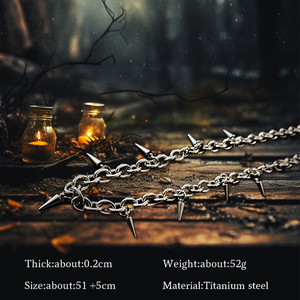 ไทเทเนียมเหล็ก<span class=keywords><strong>สร้อย</strong></span>คอทรงกรวยสําหรับชายขนาดเล็กลมเย็นขั้นสูงบุคลิกภาพStreet Wool Chain Joker Rivetจี้Hip Hopของขวัญ - Product Image 6