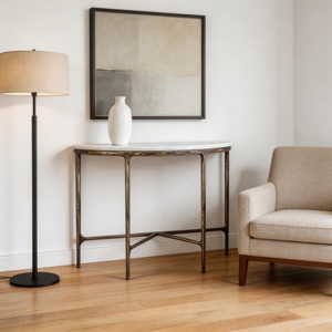 Popular Half Circle Marble <b>Top</b> Forged Metal Base Coffee <b>Tables</b> for Home <b>Decor</b> - Product Image 5