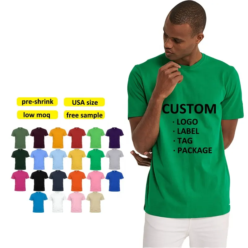 Custom Blanco T-Shirt Ontwerp Logo Borduurwerk Dtg Zeefdruk 100% Katoen Unisex T-Shirt