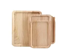 Diyue 홈 레스토랑 식기 나무 사각형 플래터 사용자 정의 고무 나무 초밥 음식 서빙 트레이 디너 플레이트
