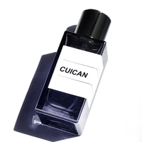 Flacon de Parfum Carré en Verre Personnalisé OEM, Rechargeable, 30ml 50ml 100ml, Rectangulaire Vintage Portable Vide, Noir, avec Bouchon en Plastique