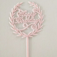 Trendy Transparent Leaf Cake Topper Alles Gute zum Geburtstag Hochzeits dekor Benutzer definierter Name Personal isierte Ins Thema Feier Kuchen Zeichen