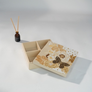 Decorative Lacquer <b>Box</b> With Artistic Floral Design Premium Wooden <b>Keepsake</b> <b>Box</b> With Compartments For Luxury Interior Styling - Product Image 1