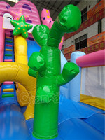 Toboggan Gonflable Commercial Double Piscine Octopus Combo Toboggan et Château Gonflable
