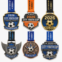 Médailles de sport en métal personnalisées en alliage de zinc 3D pour la Coupe des Jeunes de la Ville 2026, pour les champions d'académie de football, avec ruban imprimé