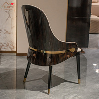 Ensemble de 6 chaises de salle à manger en cuir véritable de luxe italien moderne avec base dorée, design écologique, pour appartement, villa, hôtel