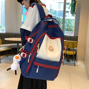 Korean Style Student <b>Backpack</b> 18 In <b>Large</b> Capacity Color Blocking Design For <b>School</b> Education Unisex Lightweight Casual <b>Backpack</b> - Product Image 2