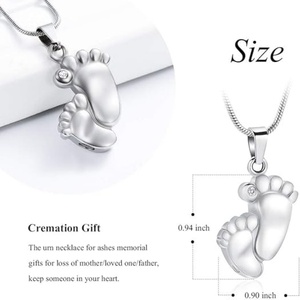 Collana con Ciondolo <span class=keywords><strong>a</strong></span> Forma di Impronta per Ceneri di Animali Domestici, in Acciaio Inossidabile, Portaceneri Compatto, Gioiello Commemorativo per Cani e Gatti - Product Image 2