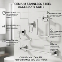 Ensemble d'accessoires de salle de bain 4 pièces en acier inoxydable, résistant à la rouille, à fixation murale : porte-serviettes, porte-papier toilette, barre porte-serviettes, porte-peignoir