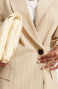 Abiti da <span class=keywords><strong>donna</strong></span> a righe personalizzati colletto dentellato oversize un bottone di alta qualità nuovi disegni giacca Blazer da <span class=keywords><strong>donna</strong></span> a maniche corte - Product Image 2