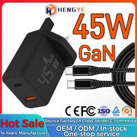 Adaptateur de prise européenne, chargeur 45 watts, câble type C, bloc mural 45w, chargeur Gan type C, chargeur type-c, adaptateur 45w pour téléphone