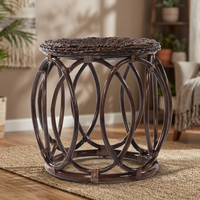 Meubles de maison en indonésie et Table basse de décoration en rotin naturel avec tissage sur le dessus pour l'intérieur