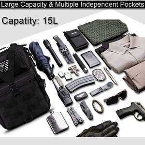 กระเป๋าเป้สะพายหลังแบบยุทธวิธี Factory Tactical Sling Backpack Rover พร้อมสายสะพายไหล่ EDC Molle Assault ผลิตจากโพลีเอสเตอร์ มีซิปและหัวเข็มขัด ช่องใส่คอมพิวเตอร์ เหมาะสำหรับการปั่นจักรยาน - Product Image 2