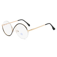 Monture de lunettes ronde sans monture en métal tendance, multicolores, rose, anti-lumière bleue, monture optique pour ordinateur pour femmes, verres PC