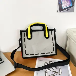 Nouveau sac fourre-tout comique en 3D imprimé de dessins animés en 2D avec logo personnalisé pour femmes et filles - Product Image 4