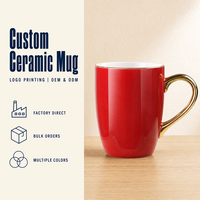Tasse à café en céramique de luxe, tasse en porcelaine avec poignée dorée, impression personnalisée, tasse à thé ou à lait, cadeau pour la maison ou les fêtes