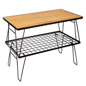 Table pliante d'extérieur marron 60x25x34cm, rectangulaire, en acier maillé, portable, pour le camping, avec égouttoir - Product Image 5