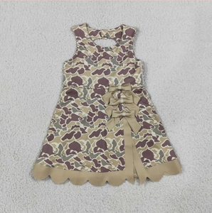 Vestido de Verano sin Mangas para Niñas, Estampado, Corte en A, con Lazo Decorativo, Largo hasta la Rodilla, Lavable, Estilo Preppy, Cuello Redondo - Product Image 5