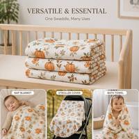 Couverture en mousseline douce pour bébé, certifiée OEKO-TEX CPC REACH, en coton de bambou, 120x120cm, prix usine, vente en gros, imprimé citrouille