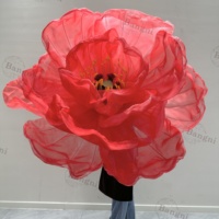 Instalasi Seni Bunga Peony Organza Raksasa Vintage Mewah Elegan Modern untuk Pajangan Jendela Toko Mal, Acara Pernikahan