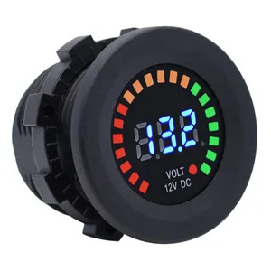 Voltmeter pengukur 12v DC dengan tampilan Digital LED biru untuk perahu laut kendaraan sepeda motor truk ATV UTV