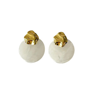 Boucles d'oreilles en acier inoxydable 304, résine dégradée, géométriques, rondes, de luxe, anti-allergie, plaquées or 14 carats, vente en gros - Product Image 6