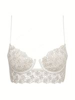 SUHE Soutien-gorge sexy pour femme, Saint-Valentin, rembourré, push-up, bonnet 3/4, bretelles réglables, dentelle unie, avec armatures, sans couture, respirant, et culotte string