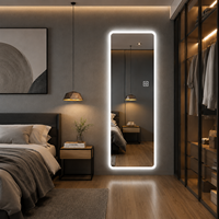 Miroir LED rectangulaire moderne sur mesure, grand format, éclairage intégré, indice de protection IP44, lumière réglable, design mural pour hôtel