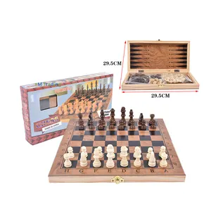 European Handmade 3-in-1 Wooden Games Cheaper International Chess Backgammon Checkers-for Outdoor Use With Packaged Board