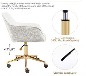 <span class=keywords><strong>Fauteuil</strong></span> <span class=keywords><strong>pivotant</strong></span> confortable en tissu flou réglable en hauteur avec base en métal doré et roues pour chambre <span class=keywords><strong>Table</strong></span> <span class=keywords><strong>de</strong></span> maquillage salon - Product Image 6