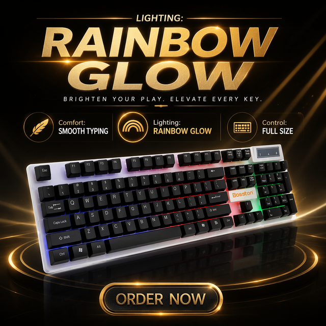 Cheap Stock ABS Wired Membrane Gaming Keyboard Teclado Multilingual Rainbow Backlight Ultra Thin PC Desktop Keyboard Bulk OEM