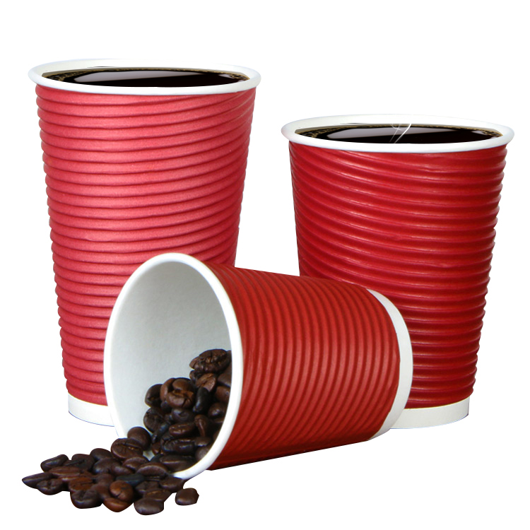 Customized Disposable Paper Cups Double Wall Ripple Coffee Paper Cups with Logo Printed