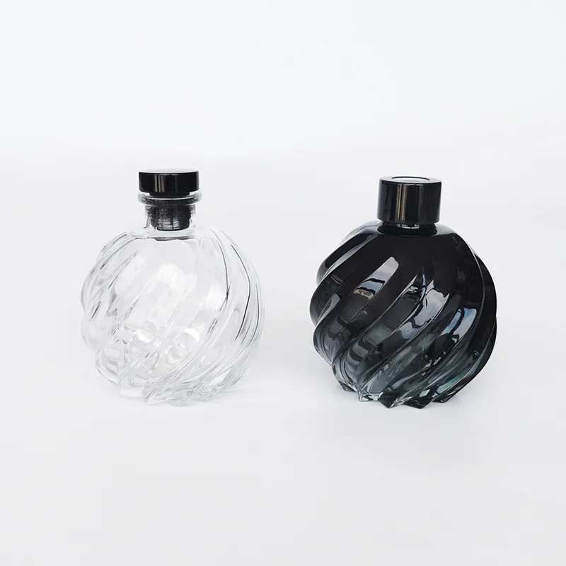 Luxury Large Quantity Essential Oil Perfume gradient Black Empty 250ml Reed Diffuser Glass Bottle