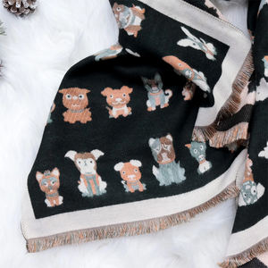 ผ้าพันคอผ้าฝ้ายพิมพ์ลายลูกสุนัขน่ารักฤดูใบไม้ร่วงฤดูหนาวสี่ฤดูผ้าพันคอลำลองใช้ได้ทั้งชายและหญิงของขวัญเครื่องประดับสำหรับฤดูหนาว - Product Image 2