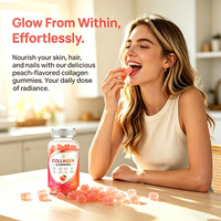 Gummies à la biotine saveur fraise, marque privée OEM, pour la santé des cheveux, de la peau et des ongles, complément beauté au collagène
