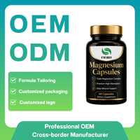 Capsules de magnésium en marque privée, complément de glycinate de magnésium de qualité supérieure, fabricant OEM ODM, usine de capsules de magnésium