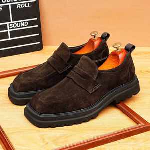 Populares Zapatos Clásicos de Lujo Originales para Hombre con Cordones, para Fiesta y Boda, Bordados, de Cuero Vacuno Marrón Otoñal, Personalizados para Aumentar la Altura - Product Image 5