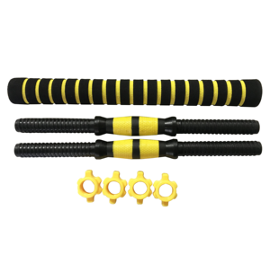 Haltère en ciment réglable économique avec plaques de poids détachables, écrou de verrouillage jaune, barre gainée de mousse, pour entraînement aérobie complet à domicile - Product Image 3
