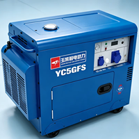 Groupe électrogène diesel silencieux 5 kW, démarrage électrique portable, usage domestique, 230 V, refroidissement par air, réservoir 15 L, roues, haute efficacité