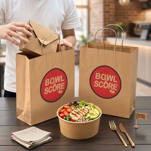 Custom Logo Printed Eco-Friendly Disposable <b>Biodegradable</b> Recyclable Restaurant Delivery Fast Food Takeaway Packaging <b>Paper</b> Bag - Product Image 6