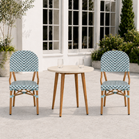 Chaise de bistrot française moderne, élégante et légère, en aluminium et rotin PE, pour extérieur, empilable, pour patio et parc, directement de l'usine