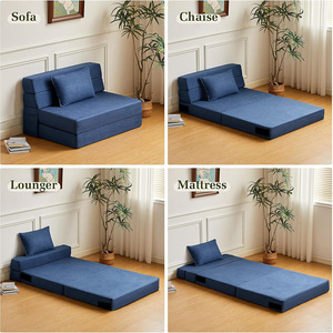 Custom Designed Compressed Roll Wrapped Tofu Block <b>Sofa</b> <b>Bed</b> Square <b>Convertible</b> Foam Filling Corduroy Fabric Modern Minimalist - Product Image 5