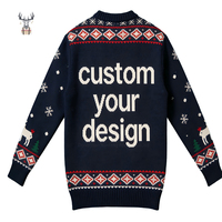 Nanteng Maßgefertigter OEM 100% Acryl Lustiger Weihnachtsmann und Feuerwerk Gestrickter Jacquard Rundhals Hässlicher Herren Pullover Weihnachtspullover