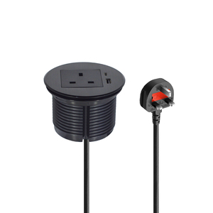 Tomacorriente Empotrable de Aleación de Aluminio, Estándar Europeo Tipo A+C, Puertos de Carga USB, IP44, Corriente Nominal de 16A, para Mesa de Sofá - Product Image 2