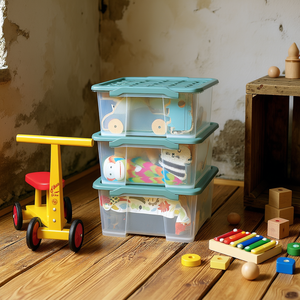 Caja de Almacenamiento Rotho Evo Safe Transparente Apilable con Tapa para Organizar Juguetes y Artículos del Hogar - Product Image 3